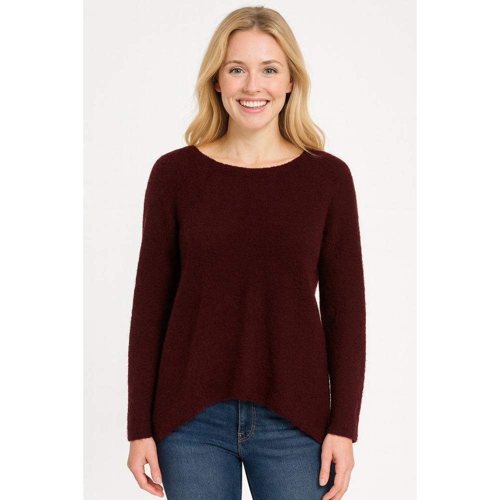 Christopher Fischer Burgundy Mohair‎ Wool Blend High Low Knit Sweater Womens M